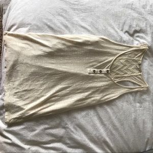 Cream tank top with mesh detail