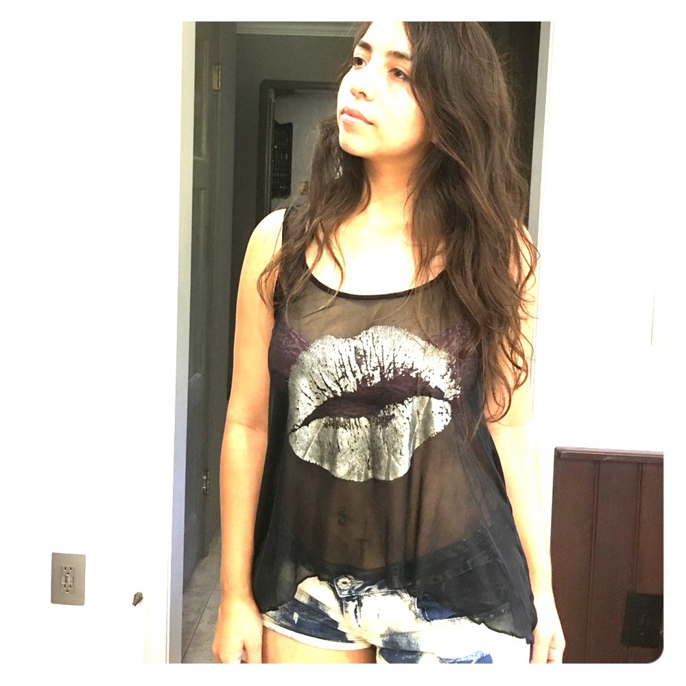 Vintage Sheer Lips Top