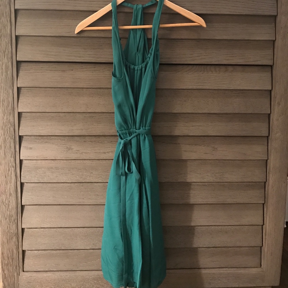 Emerald green silk dress