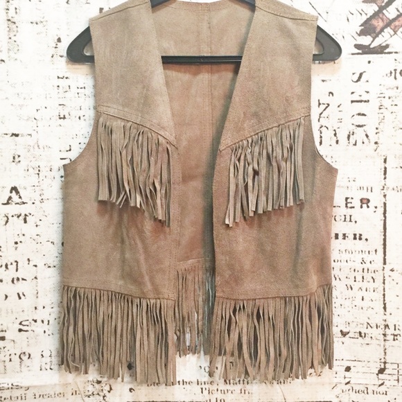 Vintage Jackets & Blazers - Vintage Suede Vest Fringe Leather Boho Hippie