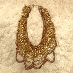 Gold chain bib necklace