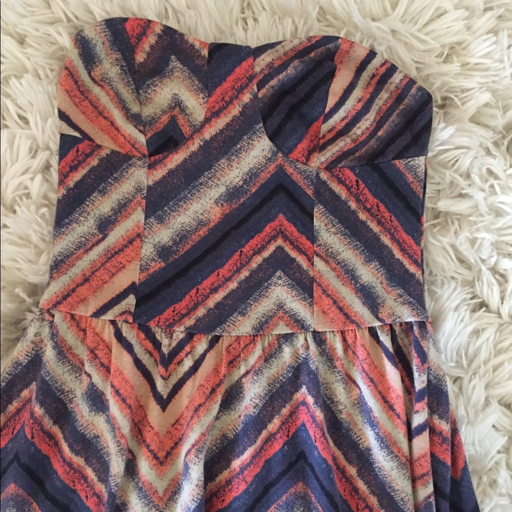 Tan, Navy, Coral Maxi dress