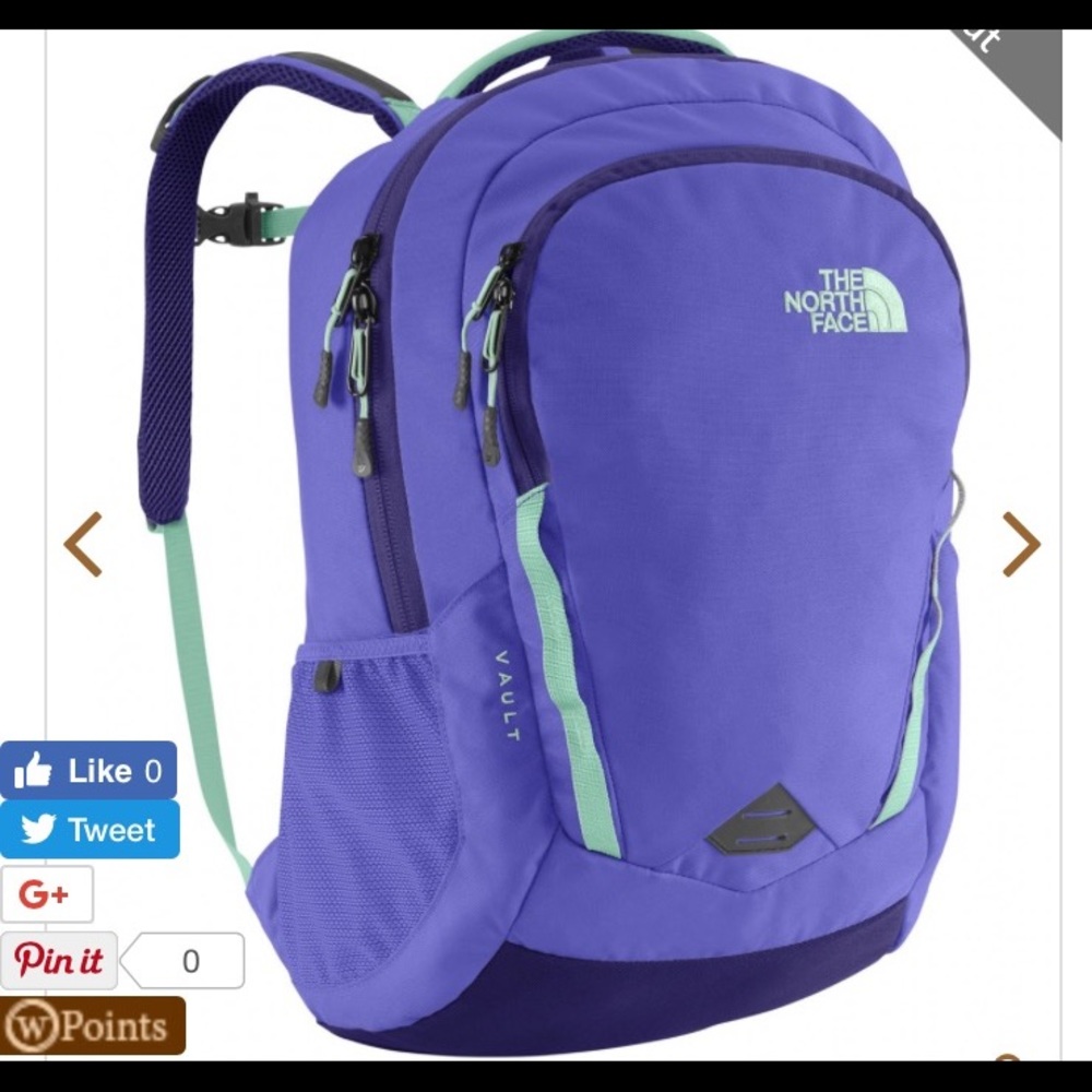 Purple north face vault bookbag