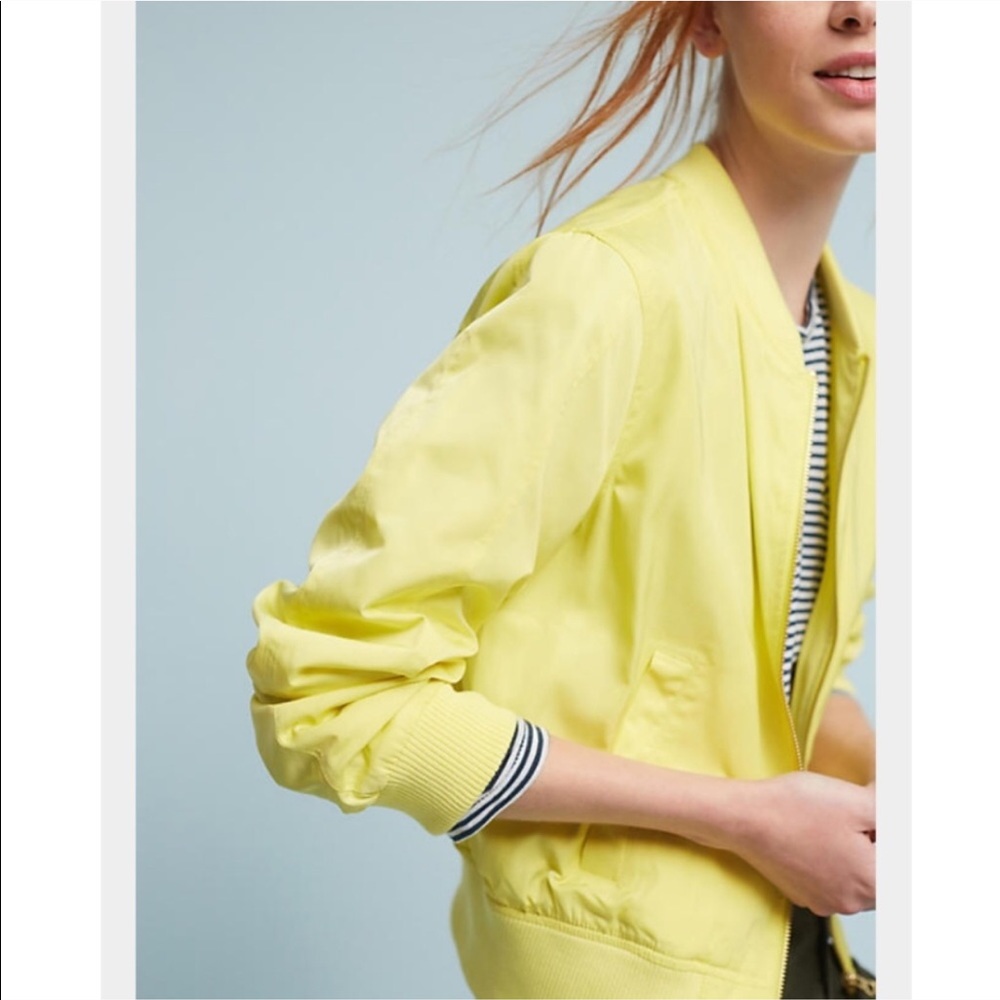 NWT! Anthropologie yellow bomber jacket sz M
