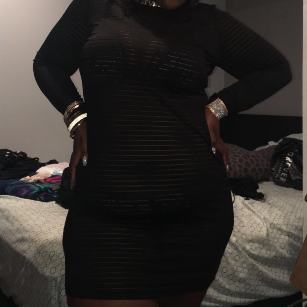 Plus Size Shadow Stripe Dress