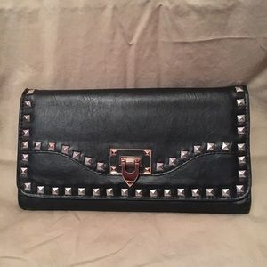 Black & gold studded clutch