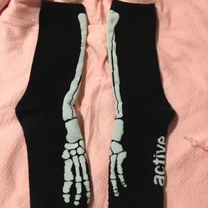 'Active' Brand Black Knit Skeleton Socks