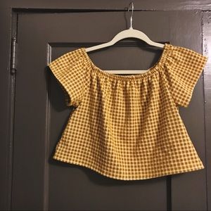Zara Yellow Off the Shoulder Crop Top