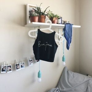 Brandy Melville "Bonjour" Crop Top in Black