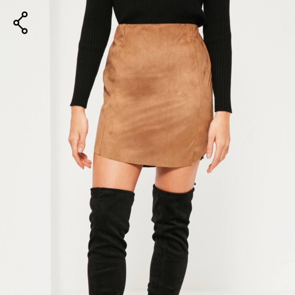 Missguided Brown Faux Suede Skirt