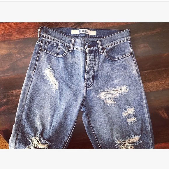 Brandy Melville Denim - High waisted Light Wash Distressed Boyfriend Jeans
