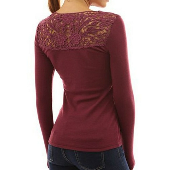 Beautiful Lace Detail V-Neck Tee - Picture 2 of 6