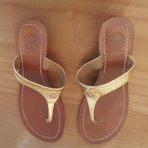 Tory Burch Gold Cameron Wedge Sandals