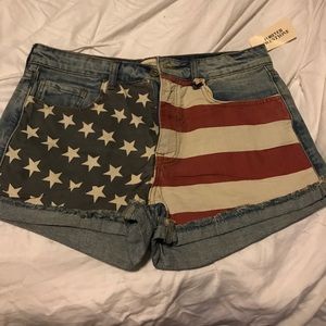 American Flag Denim shorts