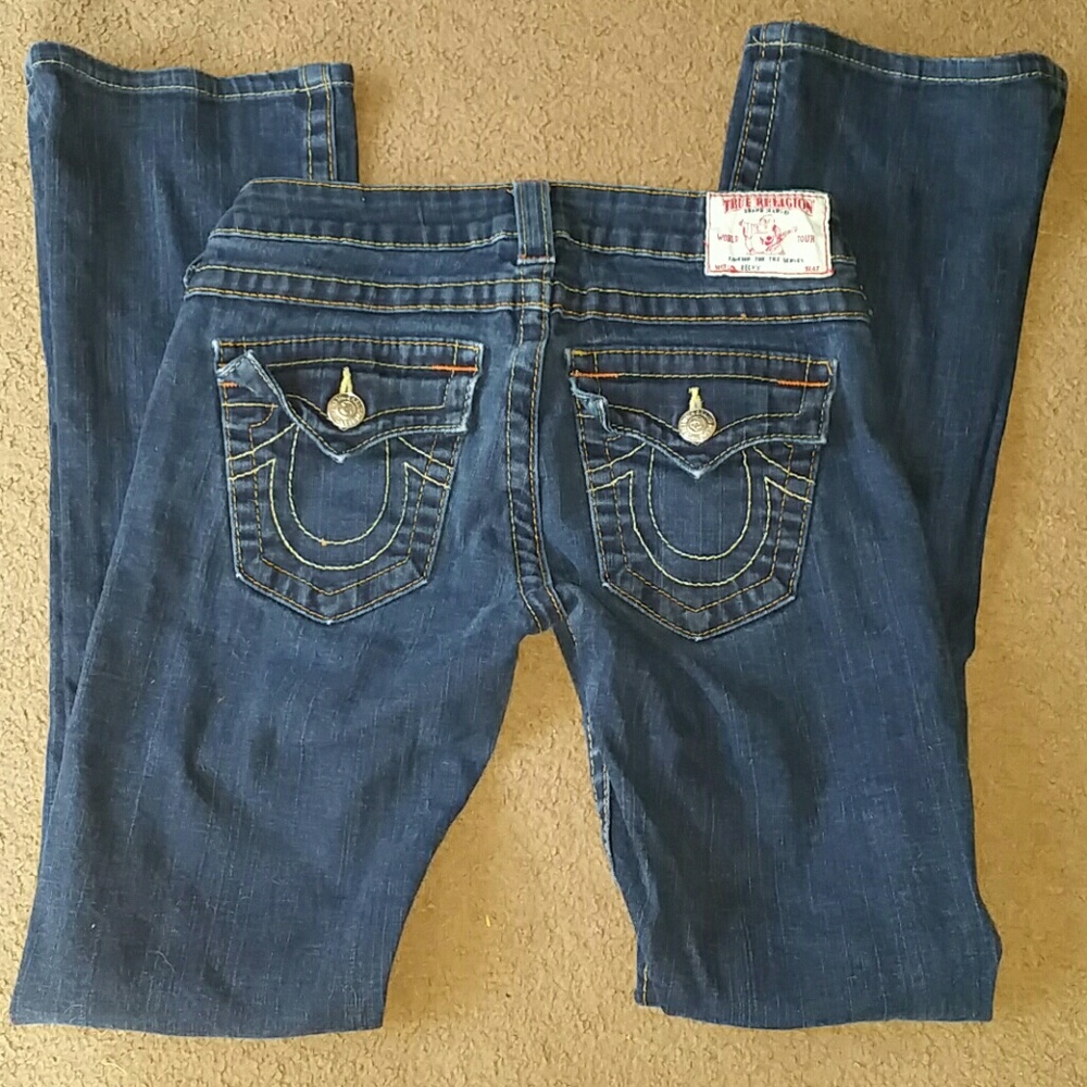 True Religion size 26 boot cut blue denim jeans