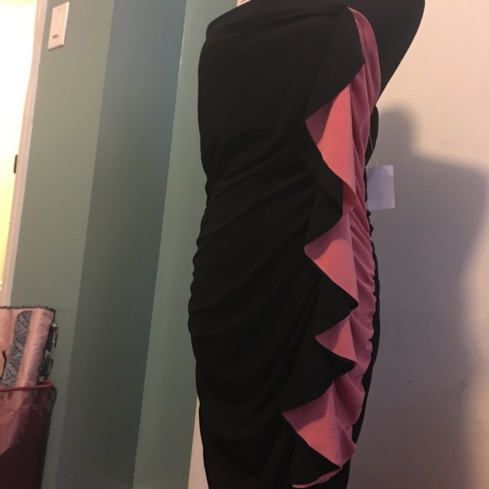 Black and coral pink dress