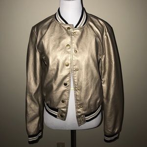 Metallic Gold Varsity Jacket