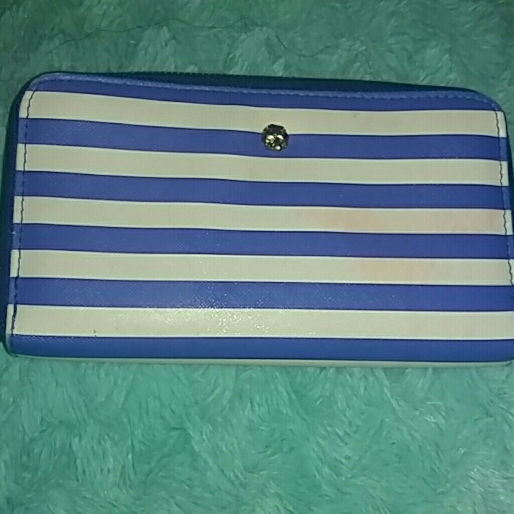 Blue and white striped wallet