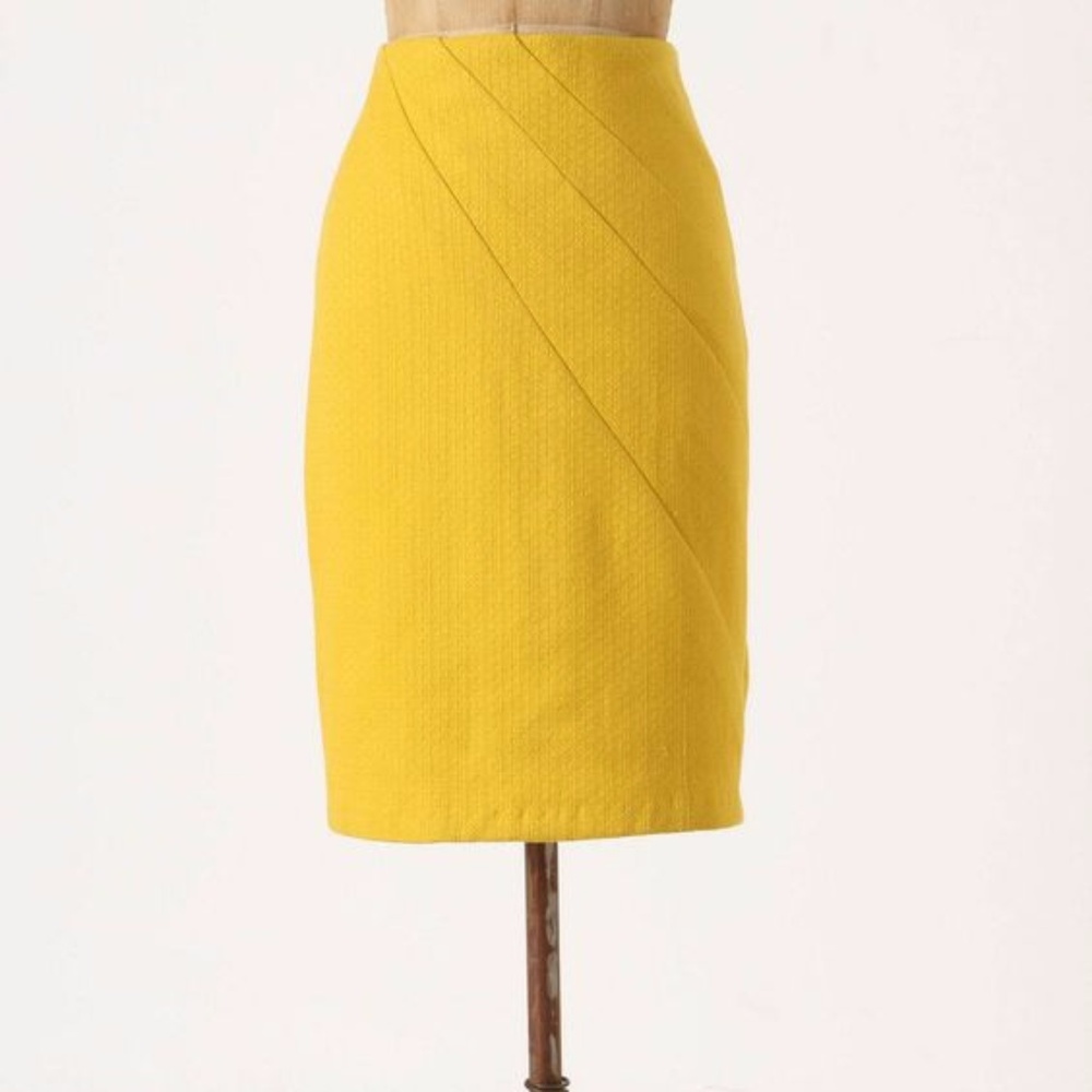 Anthropologie yellow pencil skirt