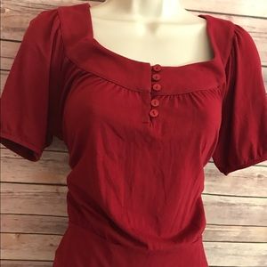 Ann Taylor LOFT Burgundy Peasant Dress