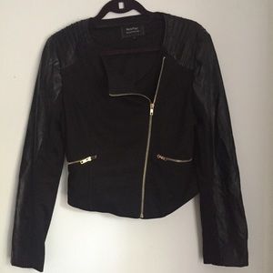 Roly Poly size Large mixed material leather coat
