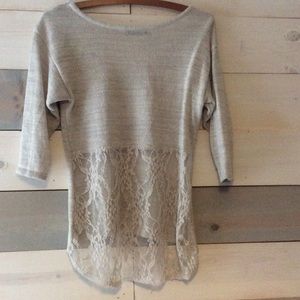 Taupe lace back sweater