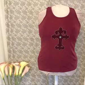 🆑 Double D Ranch Cross Embellished Tank