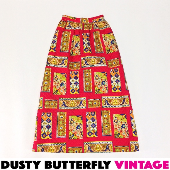 [NFS]VINTAGE 70s KITSCH PATCHWORK QUILTED MAXI SKI - Picture 1 of 6