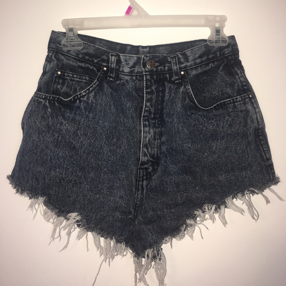 Distressed denim high waisted shorts