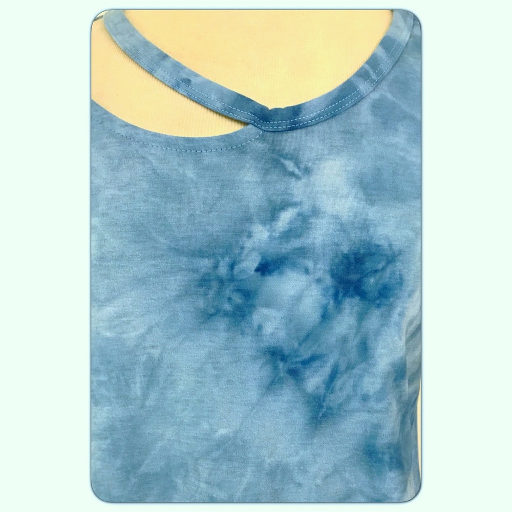 Sexy Chic Tie Dye Side Strap Tunic Top SM - Picture 5 of 6