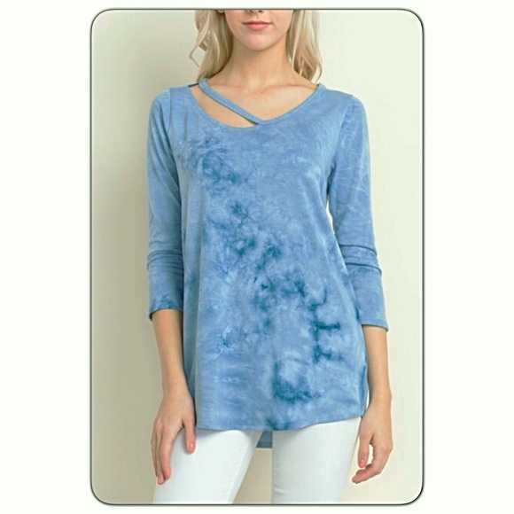 Sexy Chic Tie Dye Side Strap Tunic Top SM - Picture 3 of 6