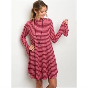 Wine colored striped dress!