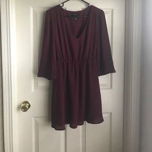 Maroon Long Sleeve Forever 21 Dress