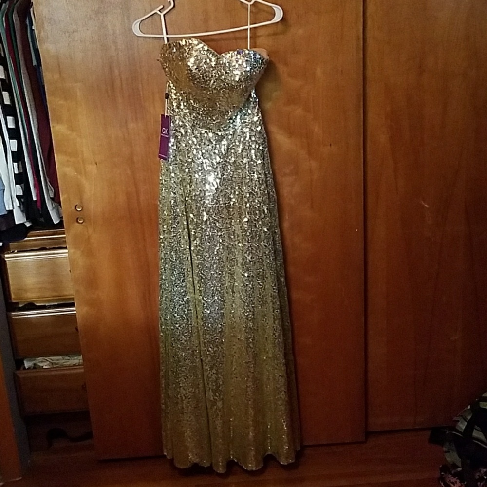 Gold sequin formal dress