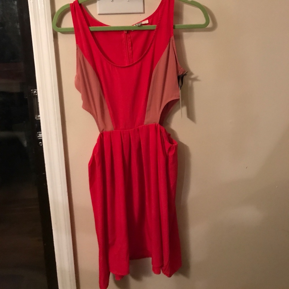 NWT scoop neck, side cut out, mini dress