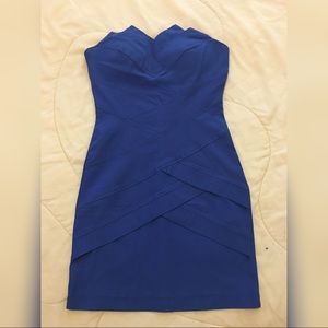 Strapless blue dress