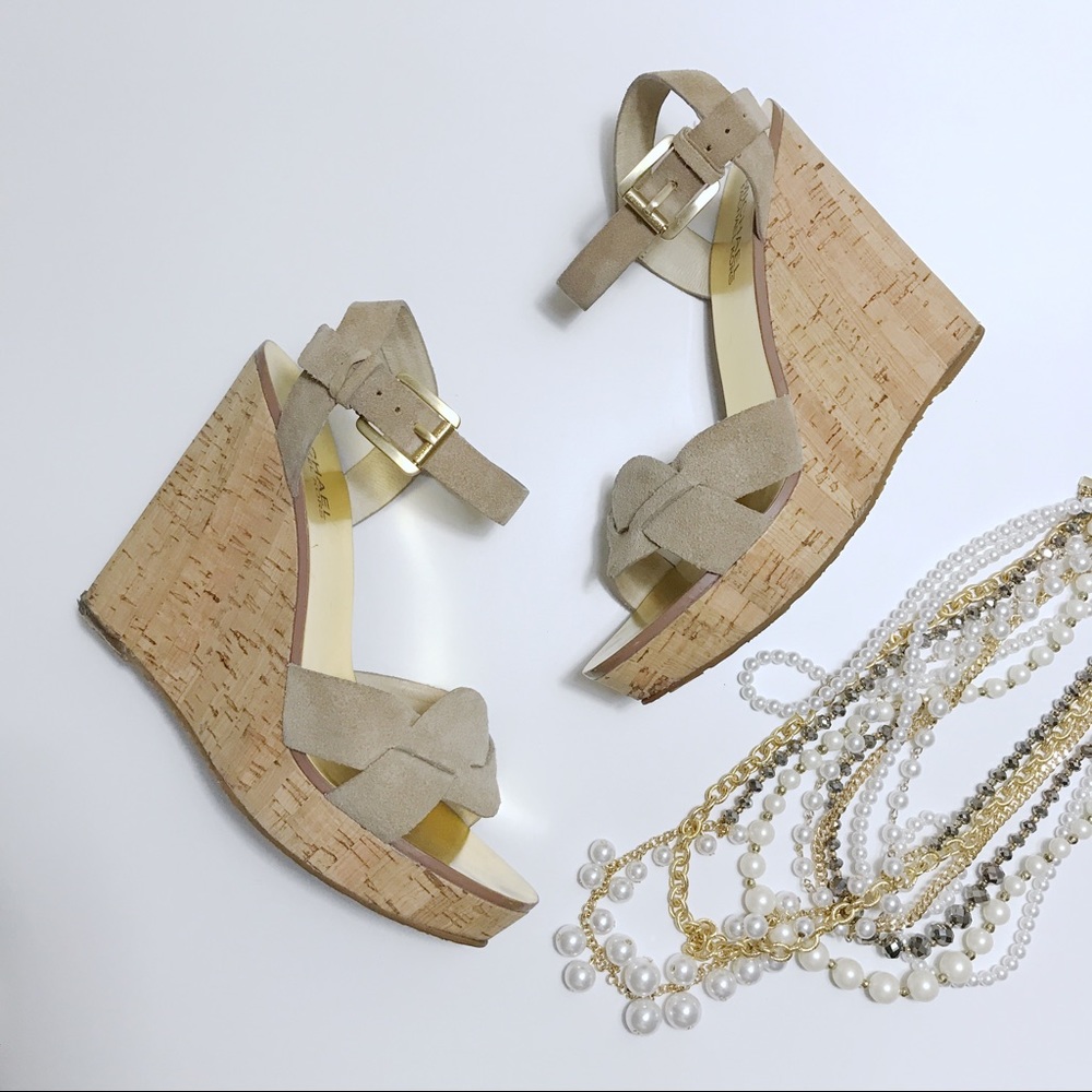 Michael Kors Suede Wedge Sandals - Picture 1 of 7