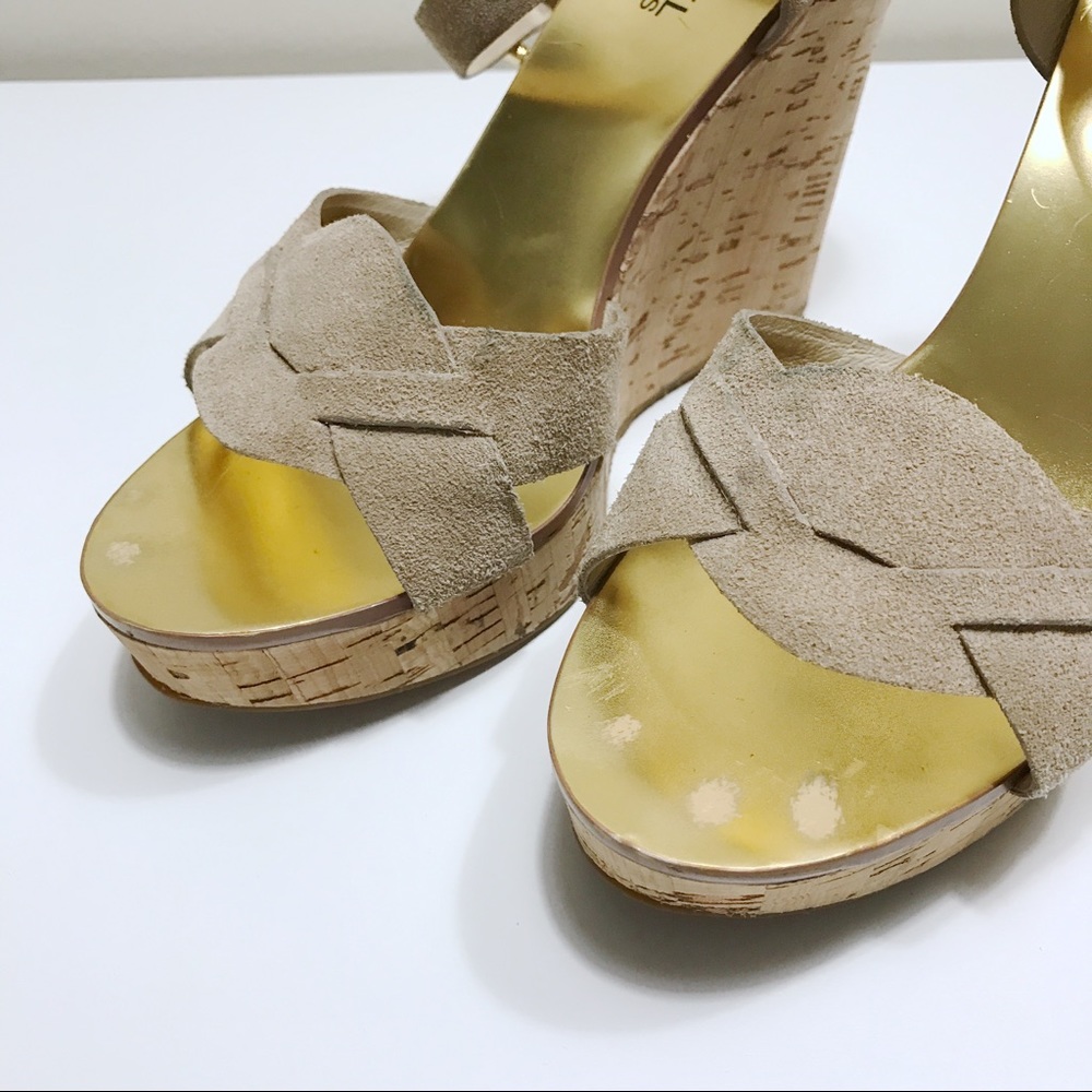 Michael Kors Suede Wedge Sandals - Picture 2 of 7