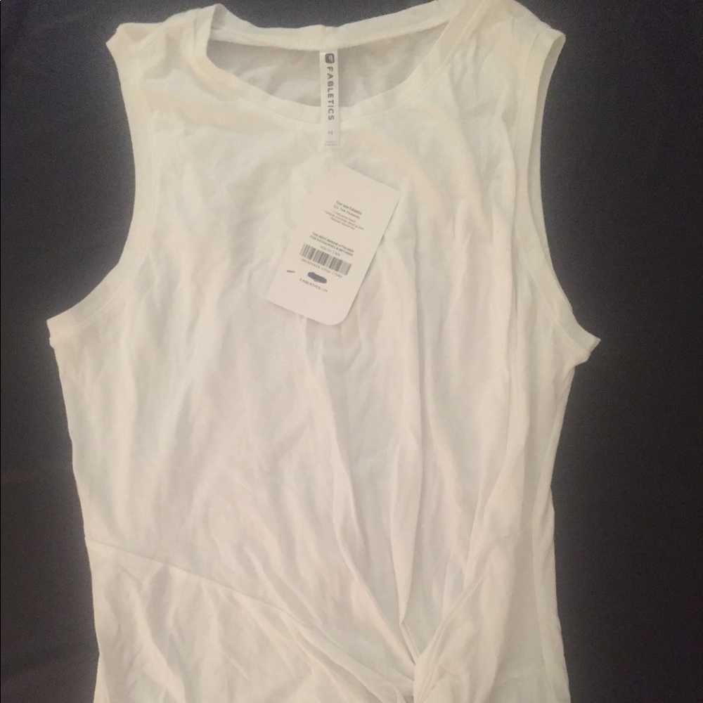 Fabletics white cut off workout tank