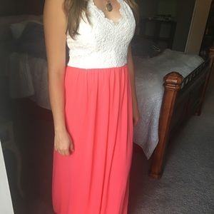 ❗️SALE❗️White and Coral Maxi Dress