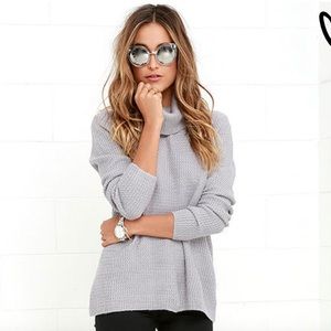 Grey Turtle Neck Knit Sweater
