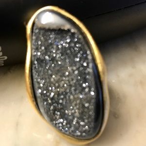 Gold & Black Druzy Ring