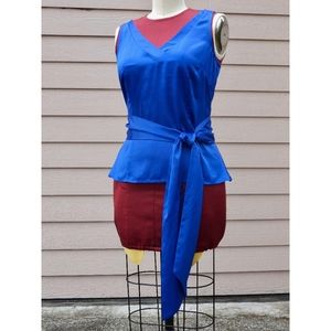 Ann Taylor Blue Satin Blouse with Sash