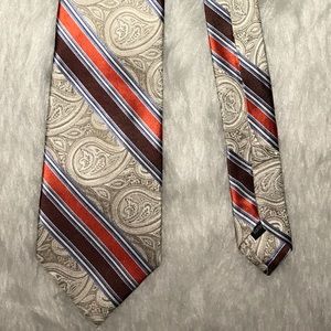 100% Silk Bachrach Paisley Gray Tie