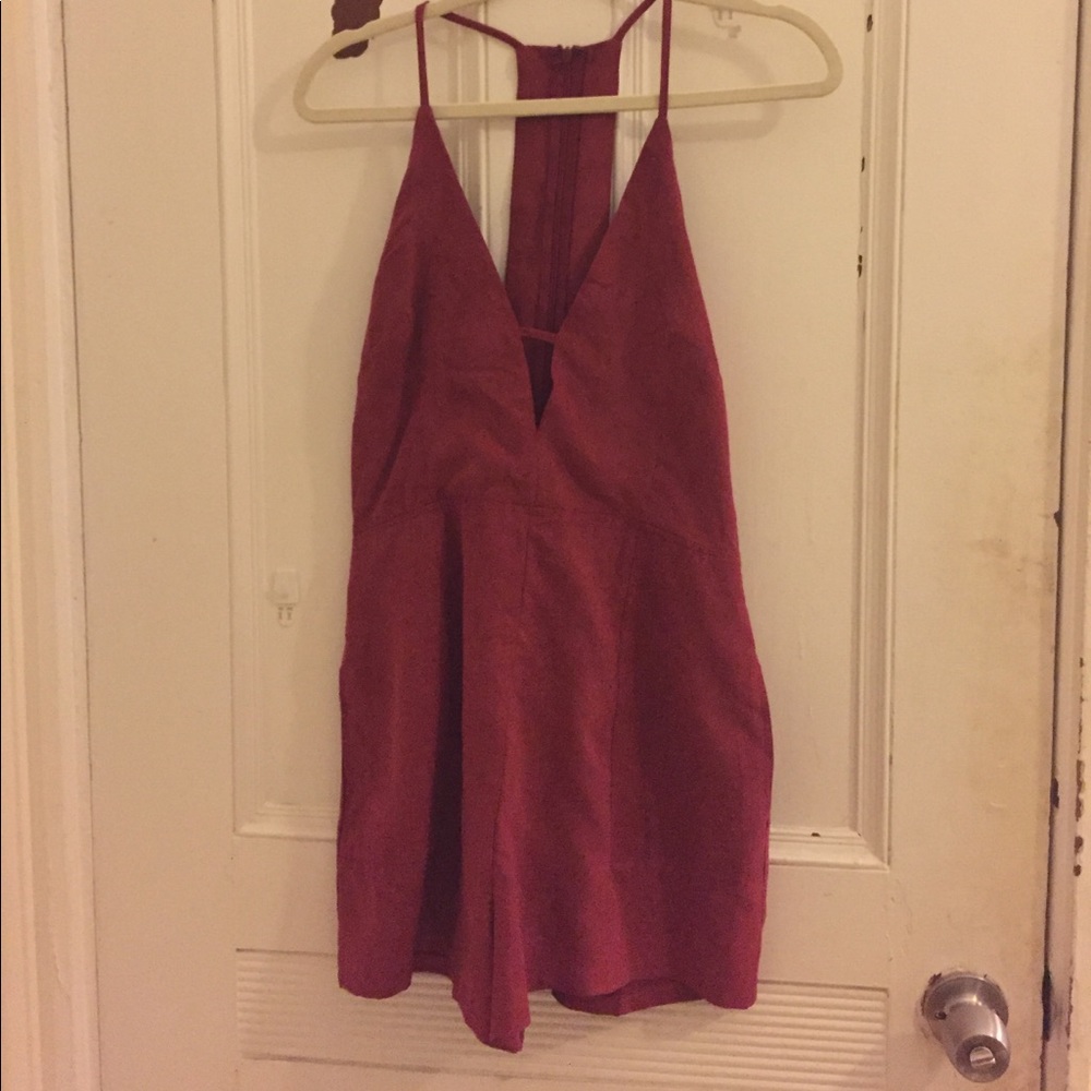 Red suede LUSH romper (L)