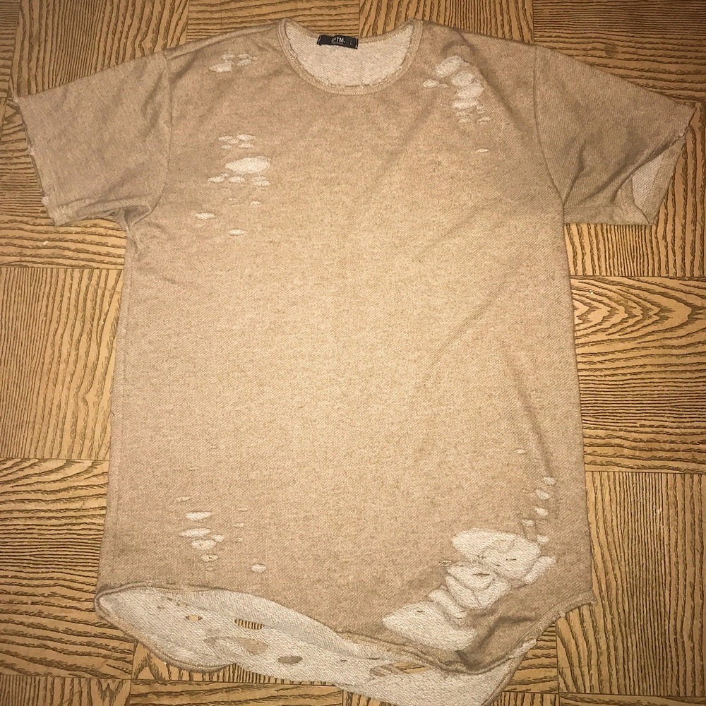 Eblens Tan Ripped T-Shirt