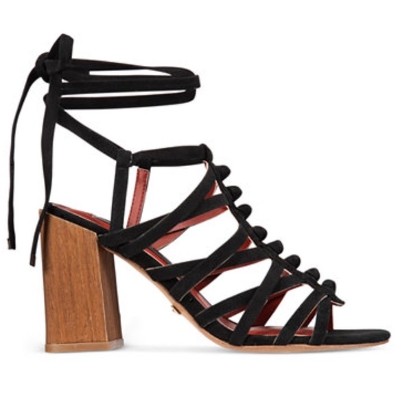Kensie black tie up heels- used few times - Picture 1 of 7