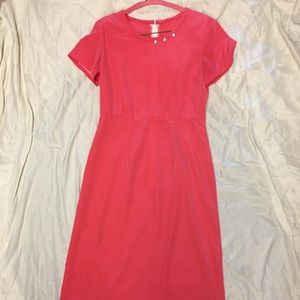 Vintage red tea length dress with pearl detail