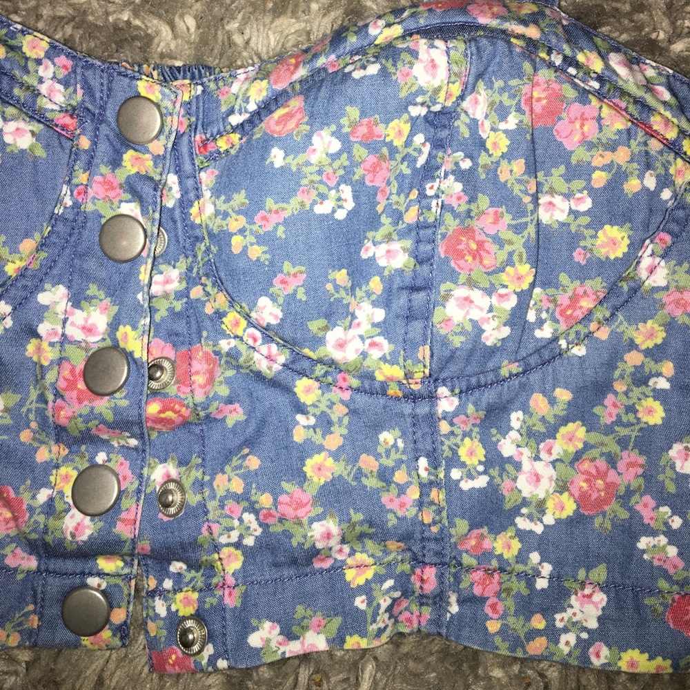 Jean flower crop top