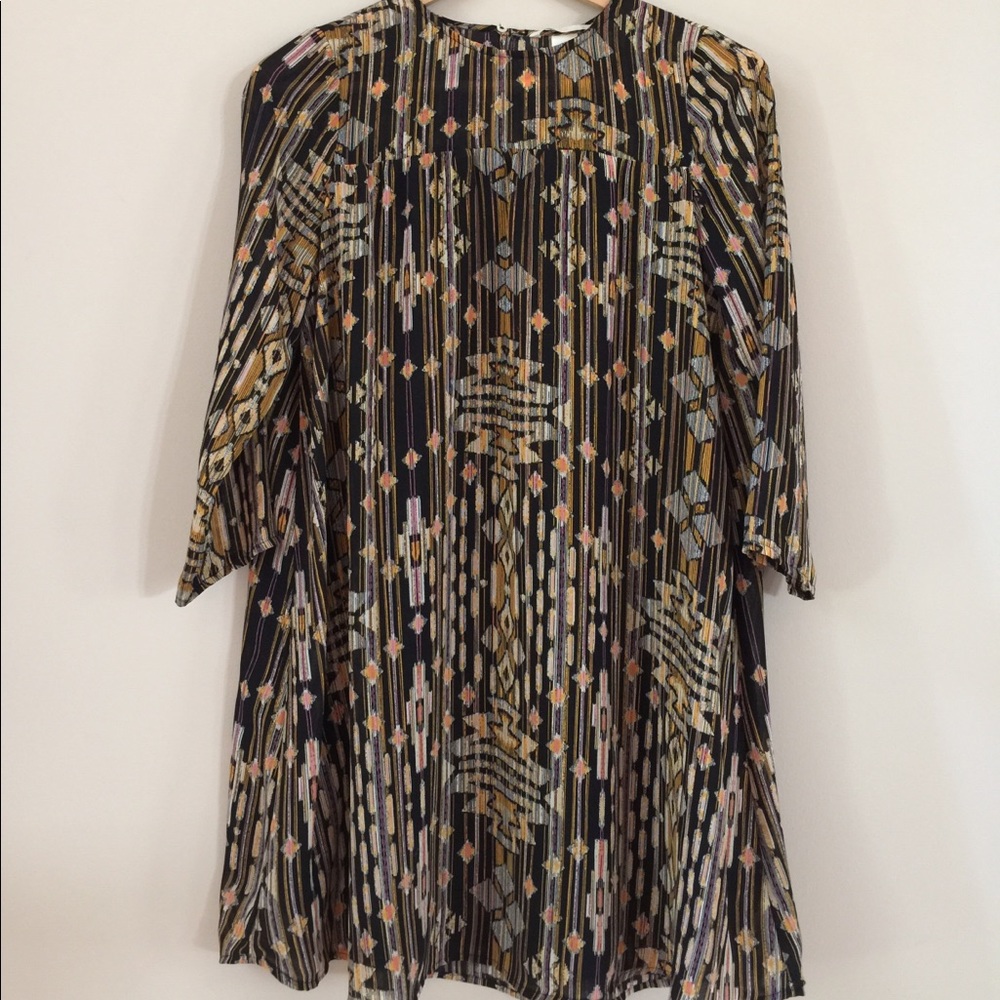 H&M long sleeved semi-sheer shift dress size 2